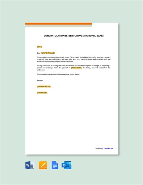 congratulations for passing the board exam template|Congratulation Letter For Passing Board Exam .